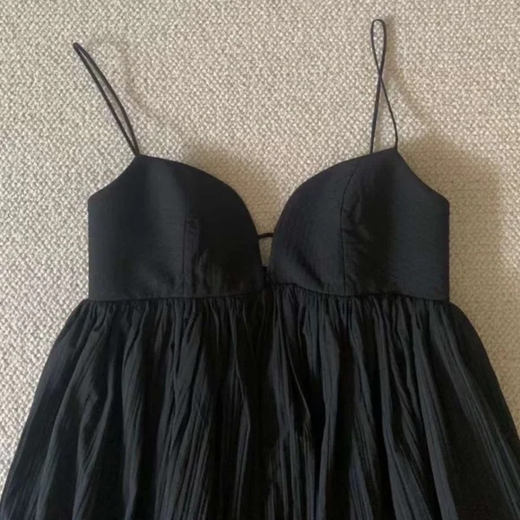 NEW Acler Palermo Sleeveless Sweetheart Bubble-Hem Taffeta Mini Dress - Black - Picture 7 of 14